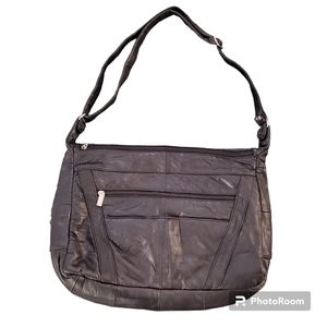 Vintage 100% Genuine Leather Multi-pocket 15"×11"x 4" Crossbody Bag Slingbag